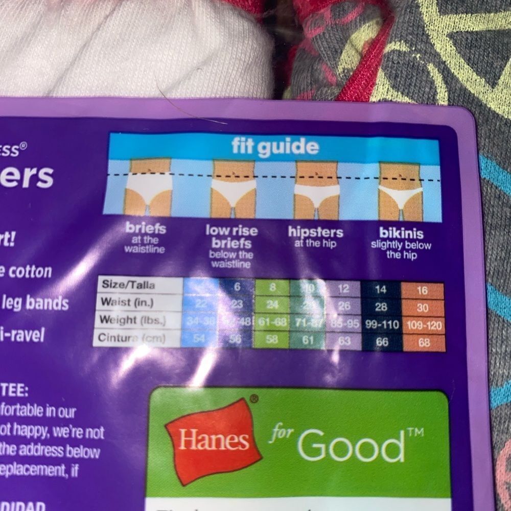 Hanes Girls Hipster Tagless Underwear No‎ Ride Up Multicolor 10 Ct Size 10 Nwt. - Picture 7 of 7